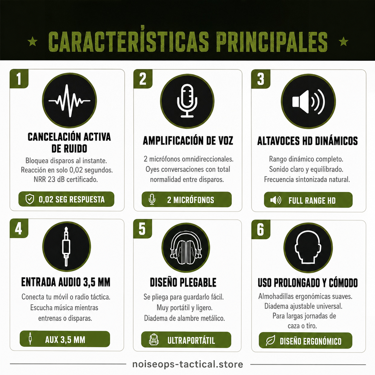Auriculares Tácticos Con Cancelación de Ruido